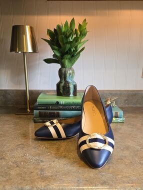 NWOT Talbots Navy Leather Flats Size 7